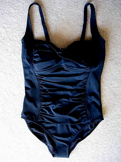 Tropical Escape Black Gathered Front Removable Padded Bra Slimming Swimsuit - 8