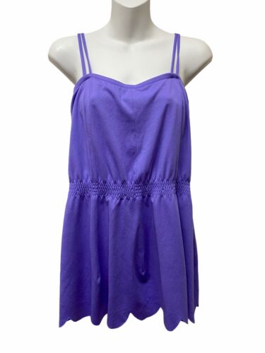 Vintage Deweese Retro Modest Purple 1 Piece Skirted Swimsuit Size 10 Made In Usa
