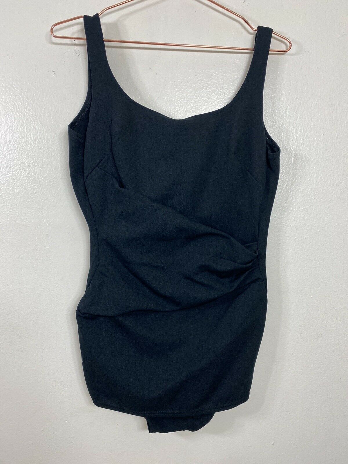 1950s Ruched Swimsuit Black Union Made Women Size 42 Mint