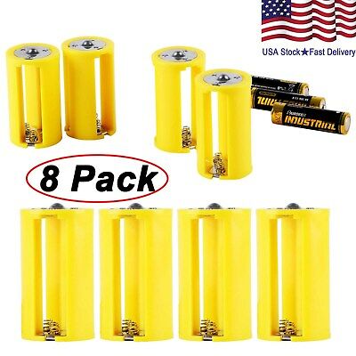 Aa To Size D Battery Adapters Converter Cases Plastic Parallel Yellow 8 Pcs