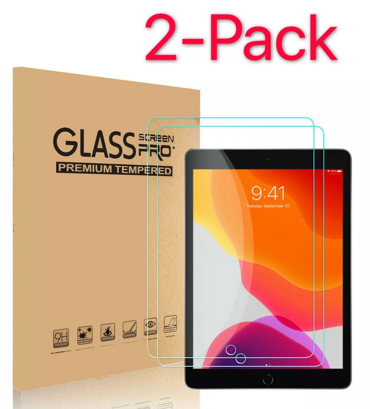 [2-pack] Tempered Glass Screen Protector For Apple Ipad 6th Generation 2018