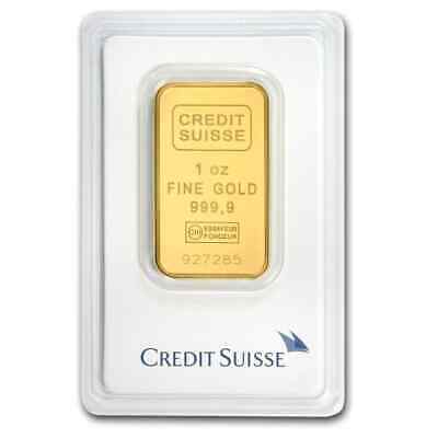 1 Oz Credit Suisse Gold Bar .9999 Fine In Assay Card