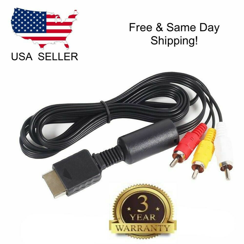 New Slim Playstation Ps1 Ps2 Ps3 Av Audio Video Cable Cord Rca A/v 6z Us Seller