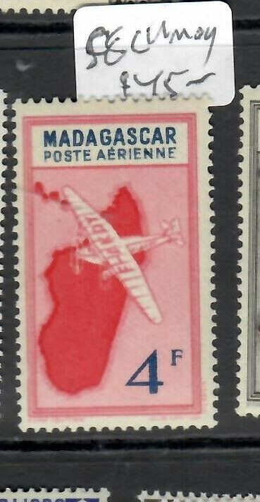 Madagascar French Colonies  (p1610b) Map, Airplane  4f   Sc C11    Mog
