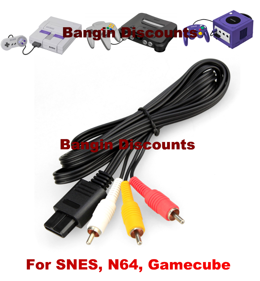 N64 6ft Rca Av Tv Audio Video Stereo Cable Cord For Nintendo 64 Gamecube Snes