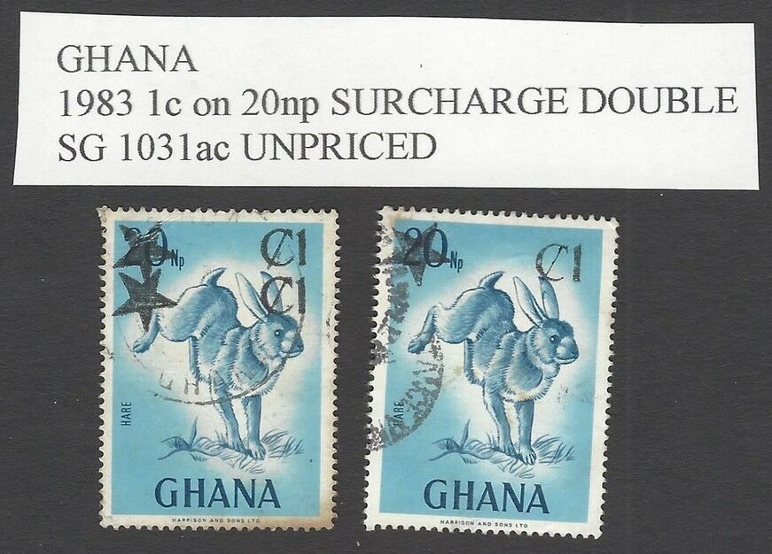 Ghana 1983 1c On 20np Surcharge Double Used Sg 1031ac Unpriced
