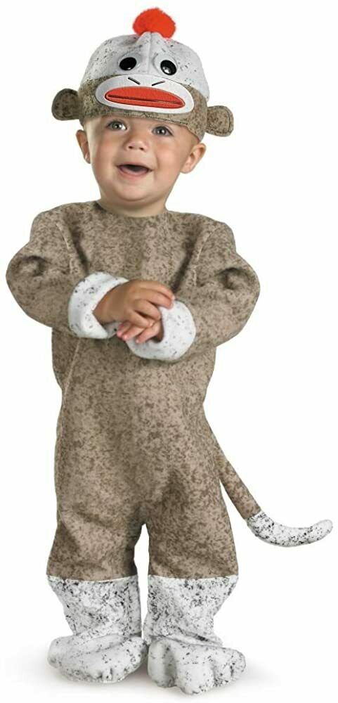 Disguise Brown Sock Monkey Costume Baby Unisex Size 12-18m 99904