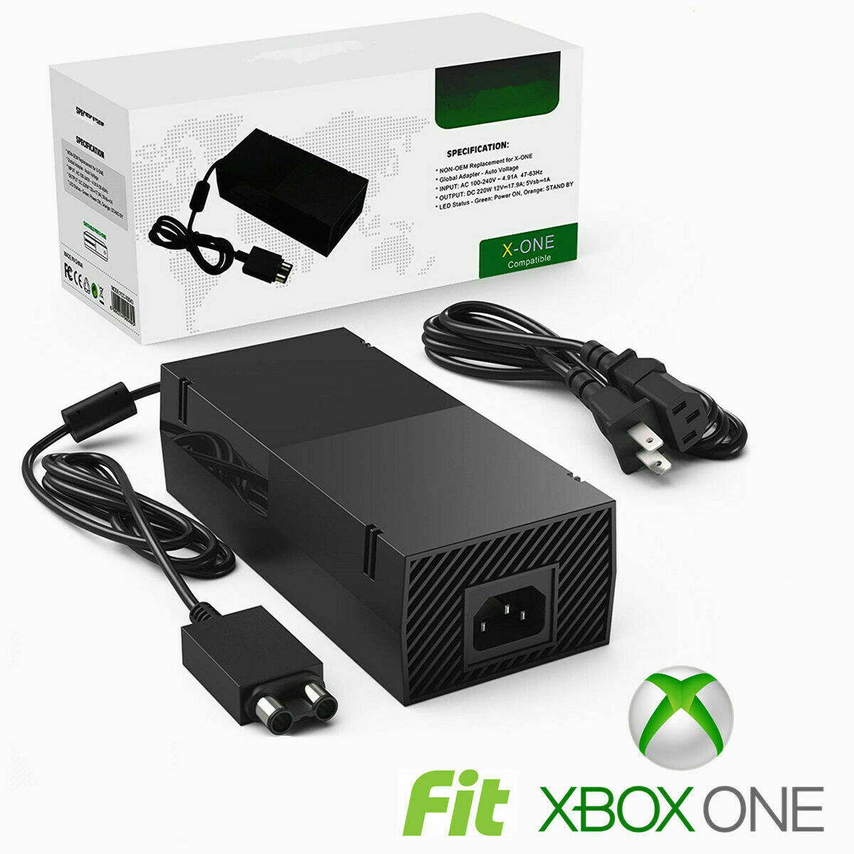 Ac Adapter Brick Charger Power Supply Cord Cable For Microsoft Xbox One Console