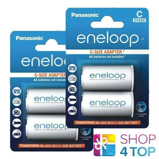 4 Panasonic Eneloop Battery Adapter Aa R6 To C R14 Size Converter Spacer Case