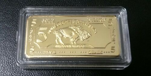 5 Gram 100 Millls Gold Buffalo Bullion Bars .999 Fine 24k Bullion