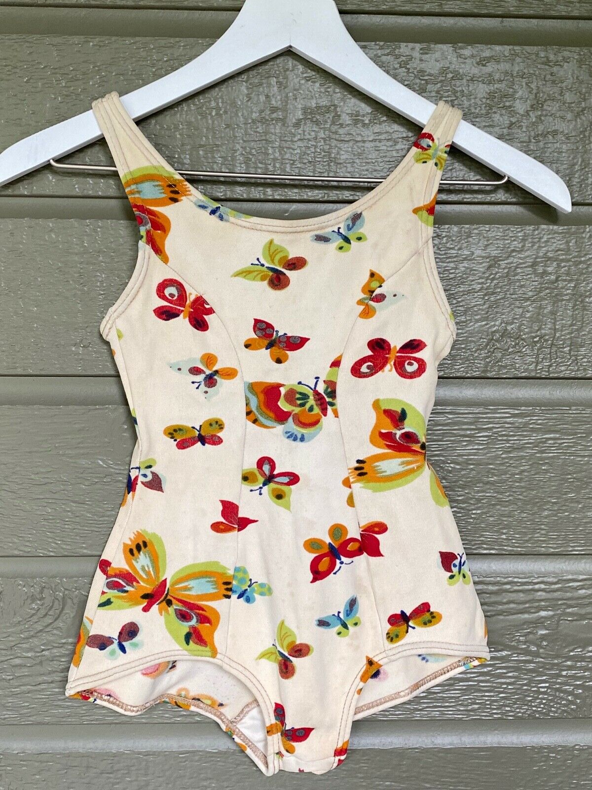Vintage One Piece Bathing Suit Butterflies Ilgwu Union Made 1950s 1960s