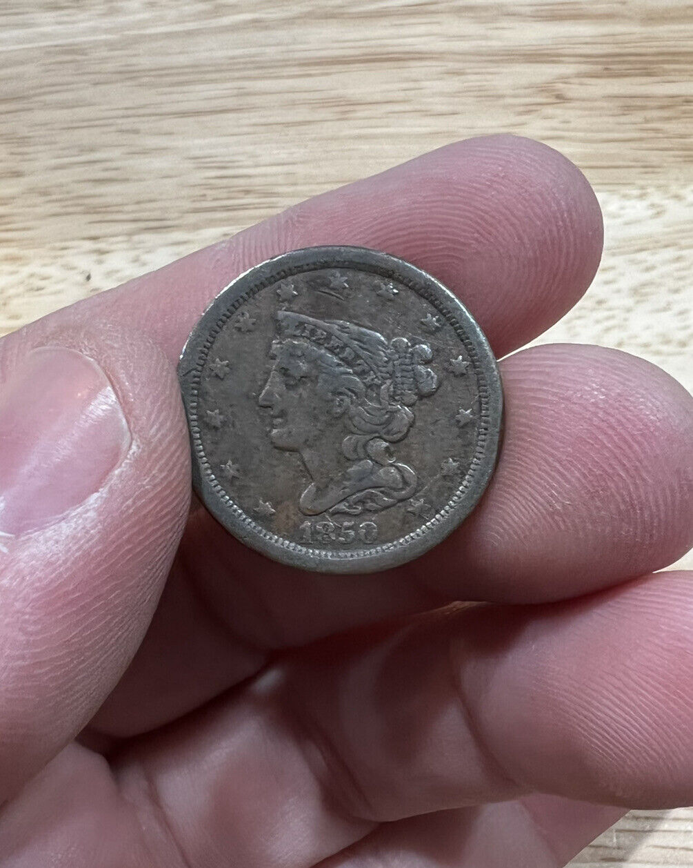 1850 Braided Hair Half Cent, 3/6/22, Free Shipping