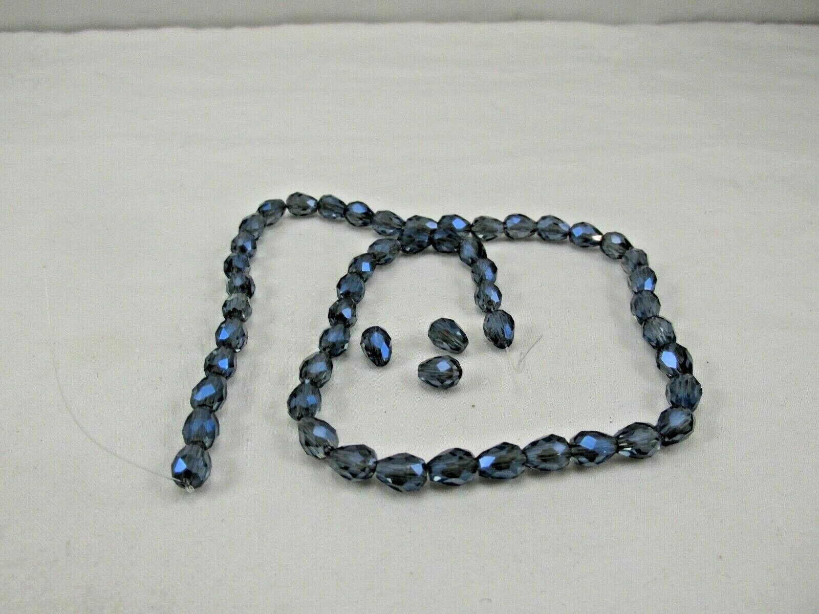 Lot Of 53  7x6mm Blue-gray Teardrop Faceted Crystal Beads For Jewelry Making 49a