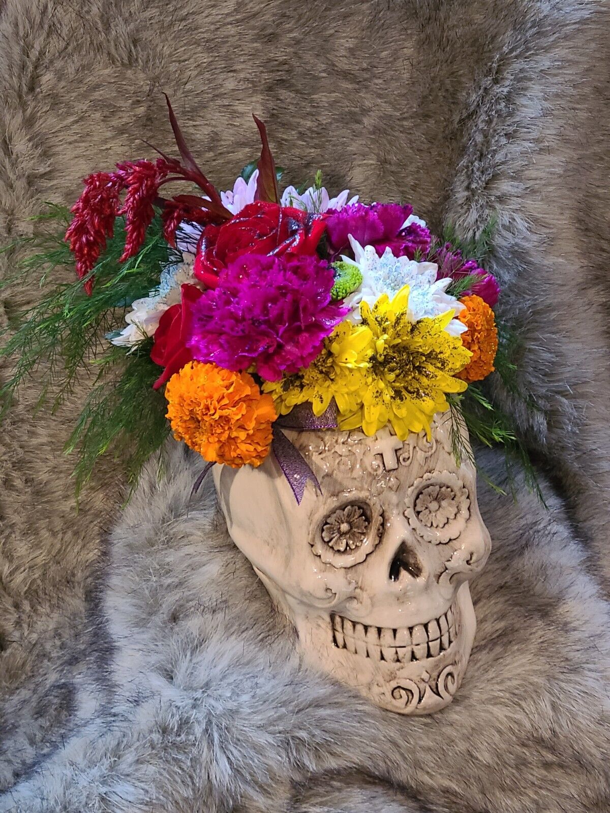 Fresh Flowers Scott Centerpiece Day Of The Dead Arrangement Dia De Los Muertos