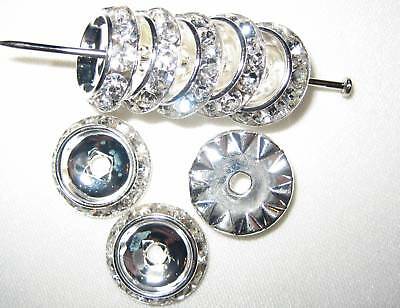 10 Swarovski Rondelle Button 16mm Silver/crystal Cm1601