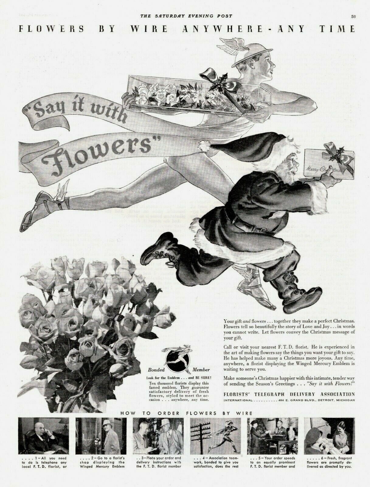 1936 Original Vintage Ftd "say It With Flowers" Magazine Ad  11-30-19