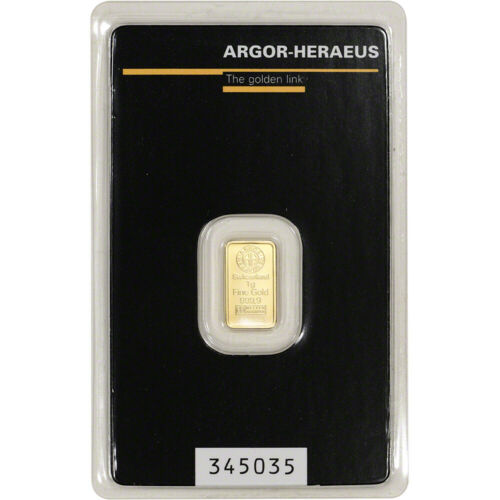 1 Gram Gold Bar - Argor Heraeus - 999.9 Fine In Assay