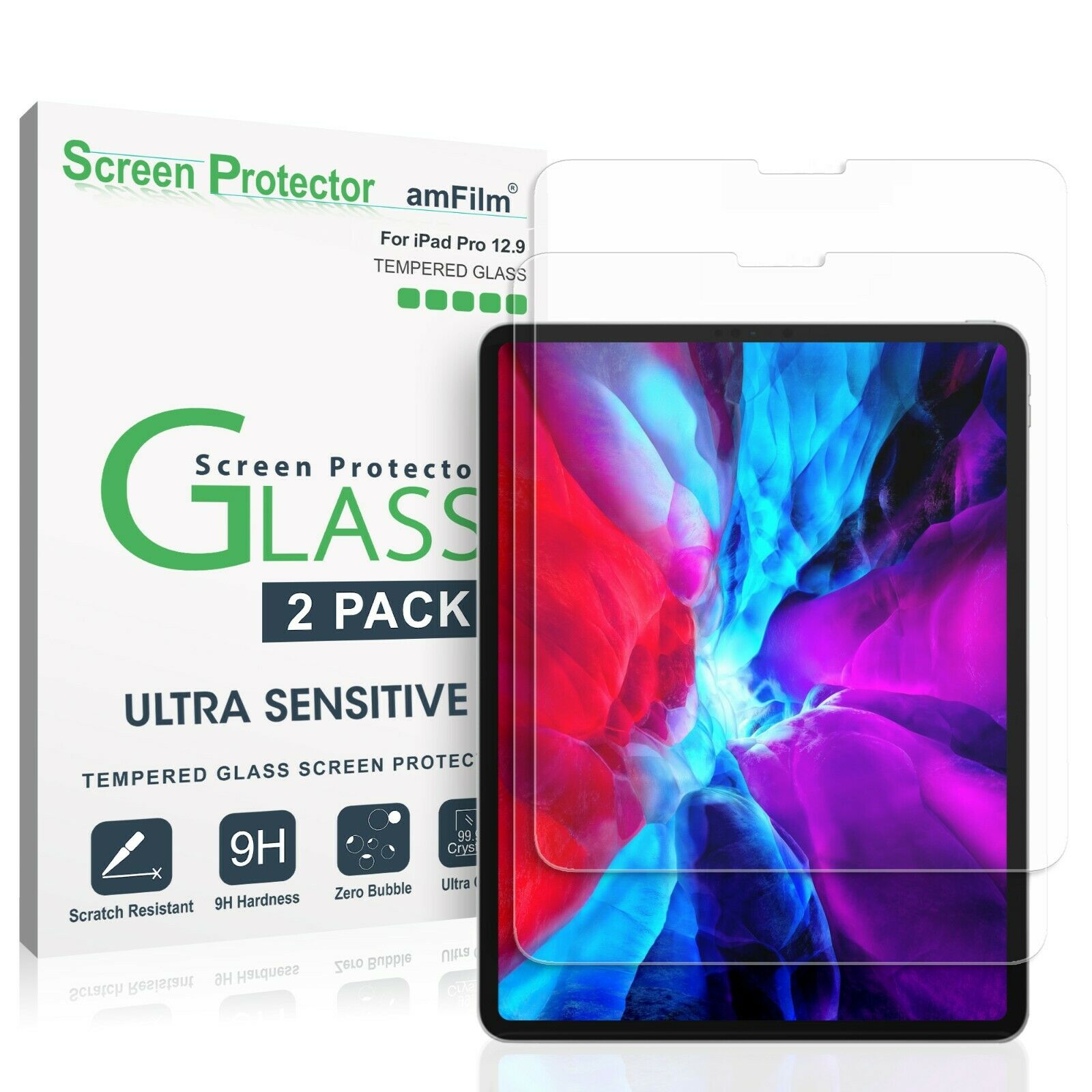 Ipad Pro 12.9" (2020 / 2018) Amfilm Tempered Glass Screen Protector (2 Pack)