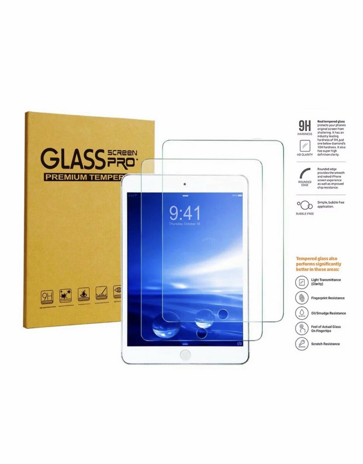 [2 Pack] Tempered Glass Screen Protector For Apple Ipad 6th Generation 2018