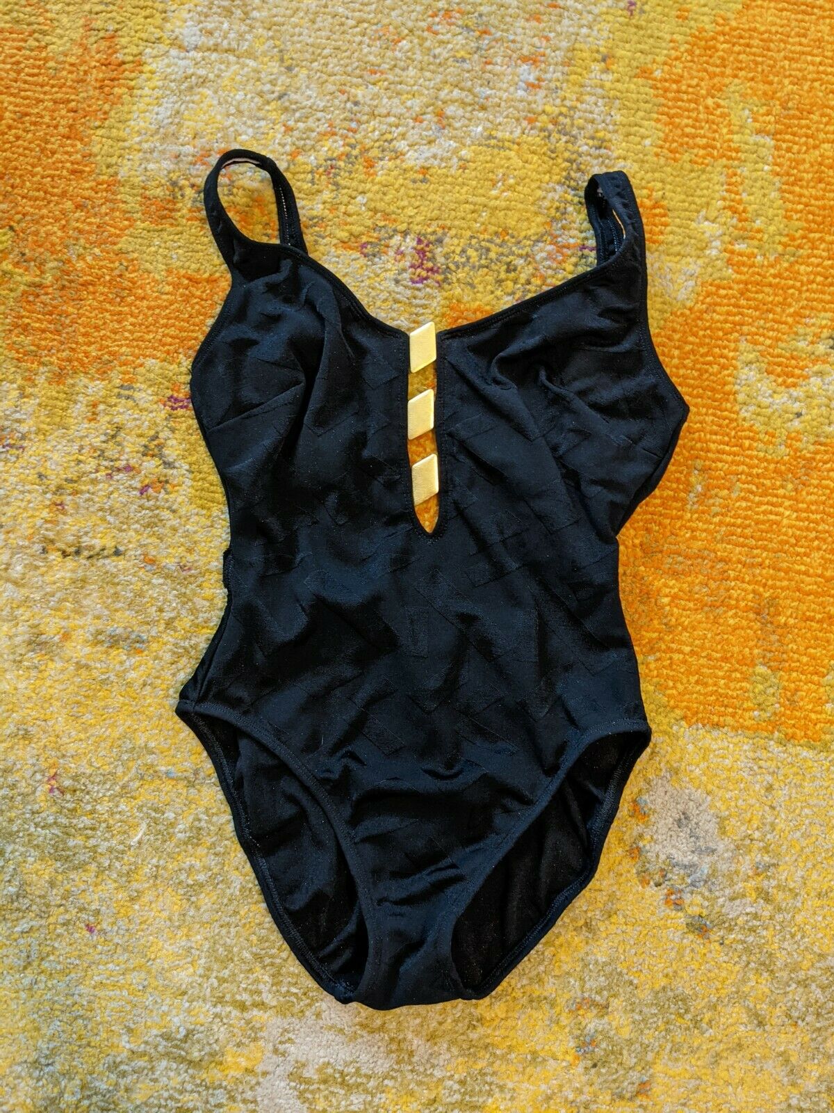 Cute Vintage 1990s New With Tags Swim Bathing Suit Black La Blanca Size L 12