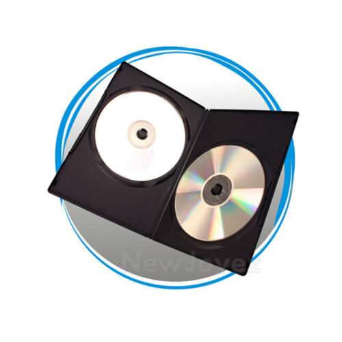 100 Pack Black 7mm Slim Double 2 Disc Cd Dvd Movie Case Storage Box