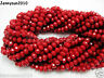 72pcs Opaque Red Faceted Crystal Rondelle Loose Spacer Beads 6mm X 8mm