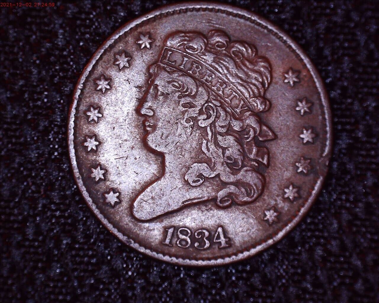 Very Nice 1834 Classic Head Half Cent  Only 141,000 Minted #hc006