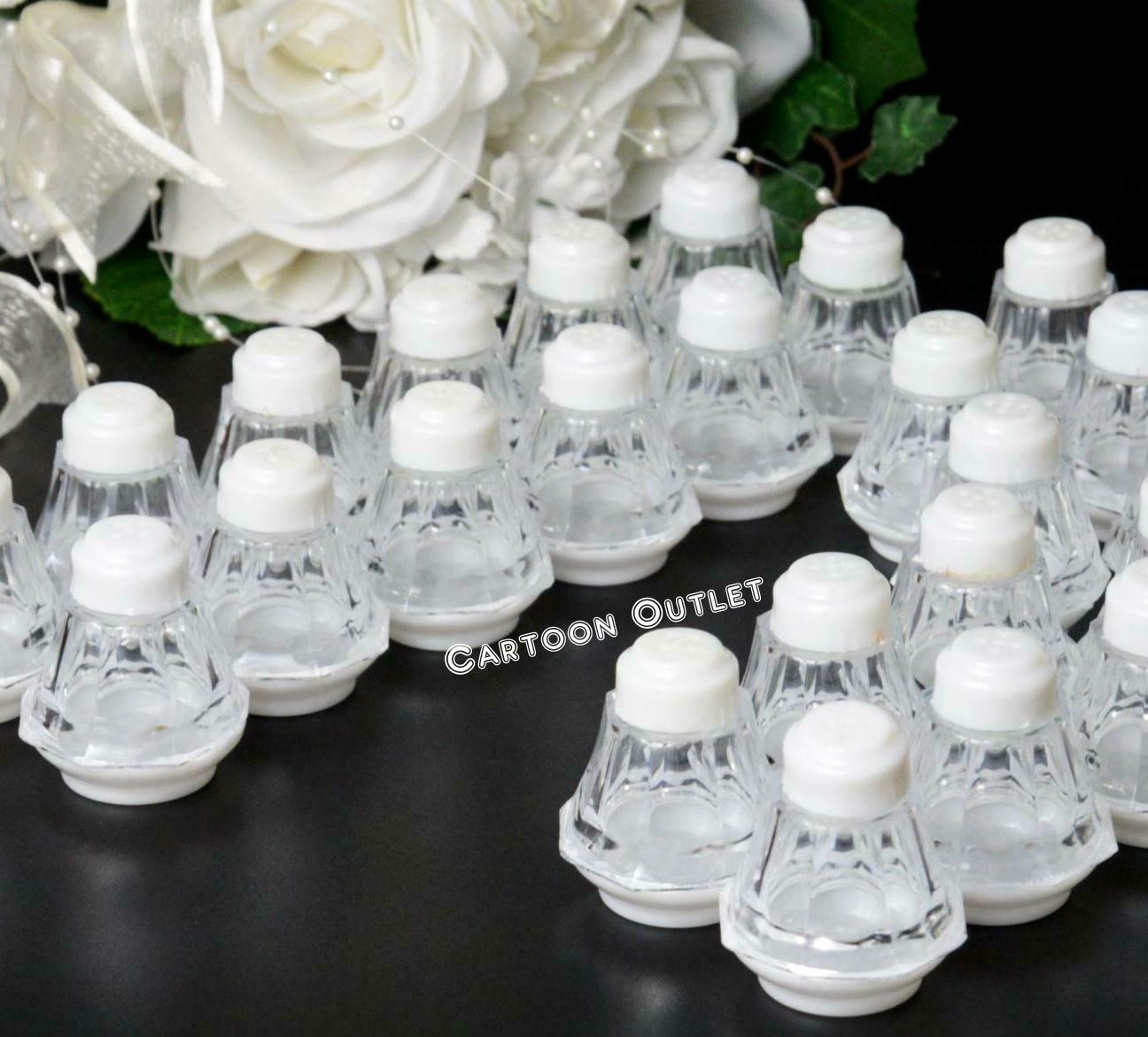 24 Mini Salt & Pepper Shakers Wedding Bautizo Quinceanera Communion Favors White