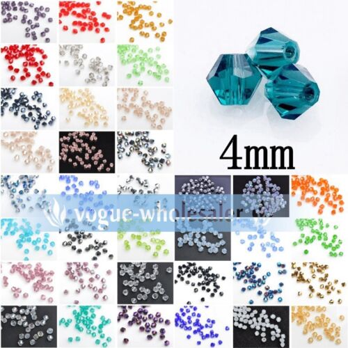 Wholesale 500pcs 4mm Bicone Crystal Glass Faceted Bipyramid Loose Spacer Beads