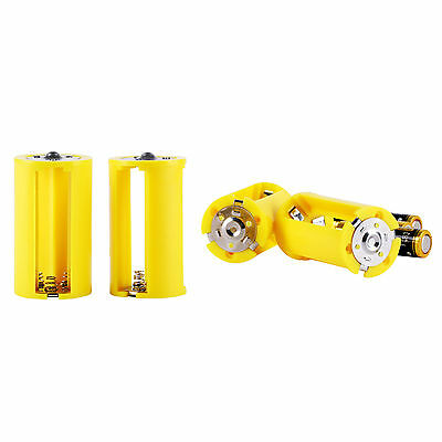 4pcs Parallel Aa Battery Adapters Holder 1.5v Converter 3 Aa To 1 D Size Yellow