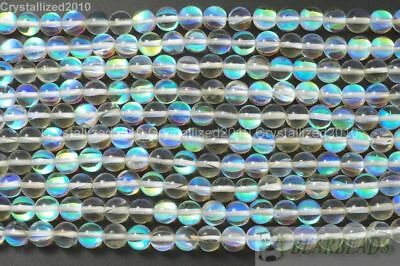 Crystal Quartz Gemstone Round Ball Inside Ab Beads 6mm 8mm 10mm 12mm 14mm 15"