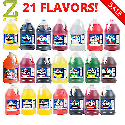 4 Pack Your Choice 1 Gallon Syrup Mix Flavors Snow Cone Machine Shaved Ice + Reb