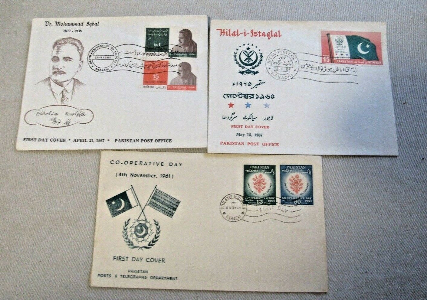 Lot Of (3) Pakistan- First Day Covers - (1) 1961, (2) 1967