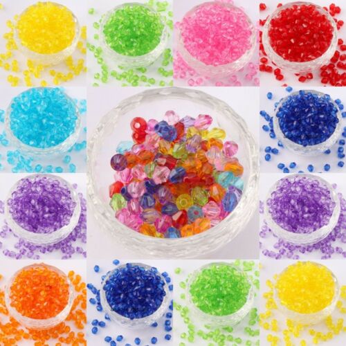 500 Lots Acrylic Plastic Transparent Faceted Bicone Spacer Beads 6mm Candy Color