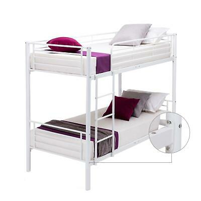 Metal Twin Over Twin Bunk Beds Frame Ladder For Kids Adult Children Home White