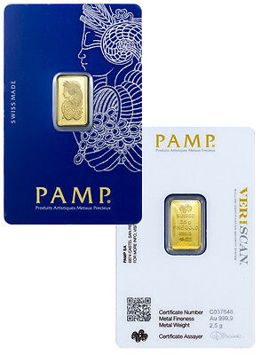 Pamp Suisse 2.5 Gram Gold Bar Fortuna W/ Veriscan Certificate Sku29095