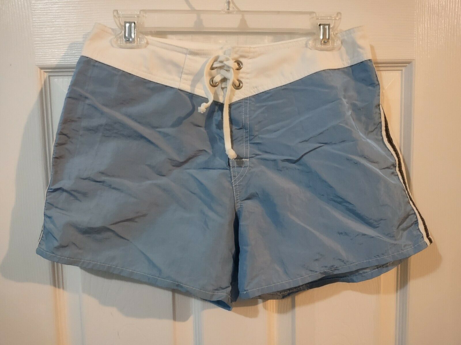 Vintage 70s 80s Nylon Light Blue Boy Shorts Bathing Suit Bottom