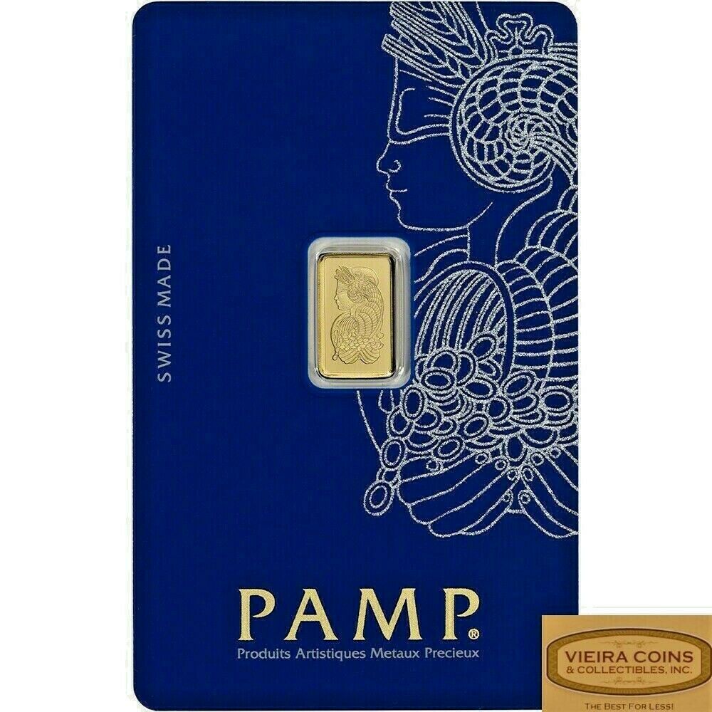 1 Gram Gold Bar Pamp Suisse Lady Fortuna Veriscan .9999 Fine In Assay Card #b999