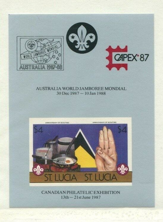 St Lucia 1986 Scouts Scott 823-4 Set Of Imperf Capex/ Jamboree Souvenir Sheets