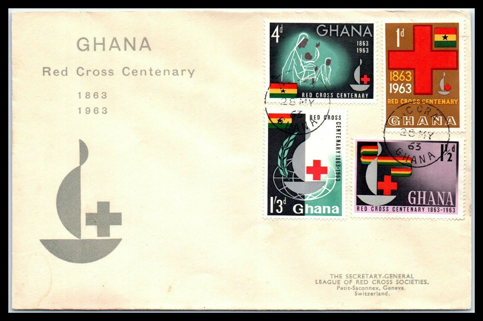 1963 Ghana Cover - Red Cross Centenary, Accra N14