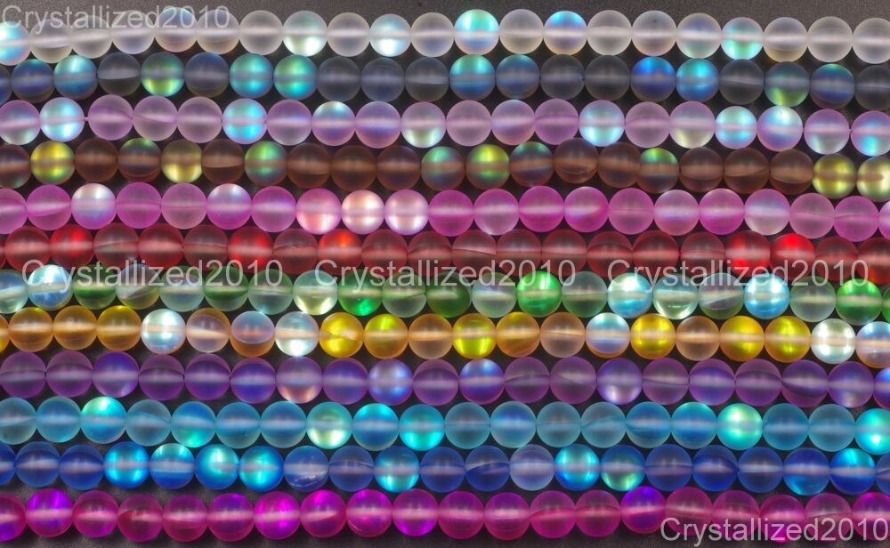 Matte Frosted Top Crystal Glass Round Inside Ab Beads 6mm 8mm 10mm 12mm 15.5"