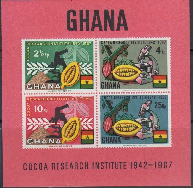 Mon18 -  Ghana Stamps 1967 Cocoa Research Institute  Ss Mnh