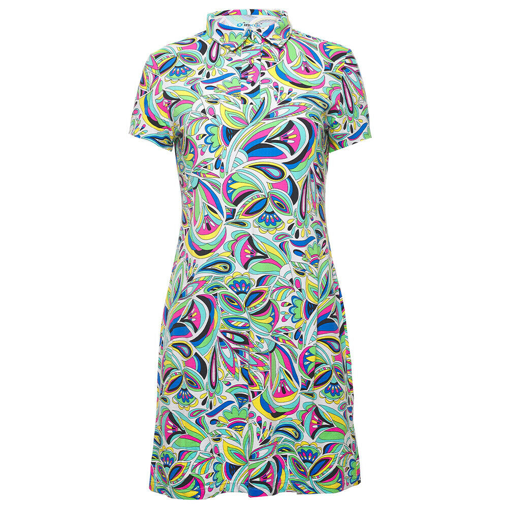 Nwt Ladies Ibkul Jackie Multicolor Short Sleeve Polo Golf Dress S M L & Xl