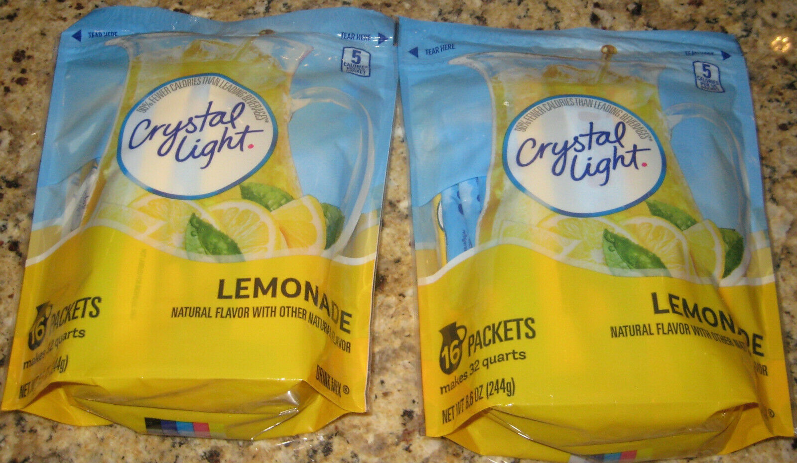 Crystal Light Lemonade - (2) Bags Of 16 Pitcher Packs Each.