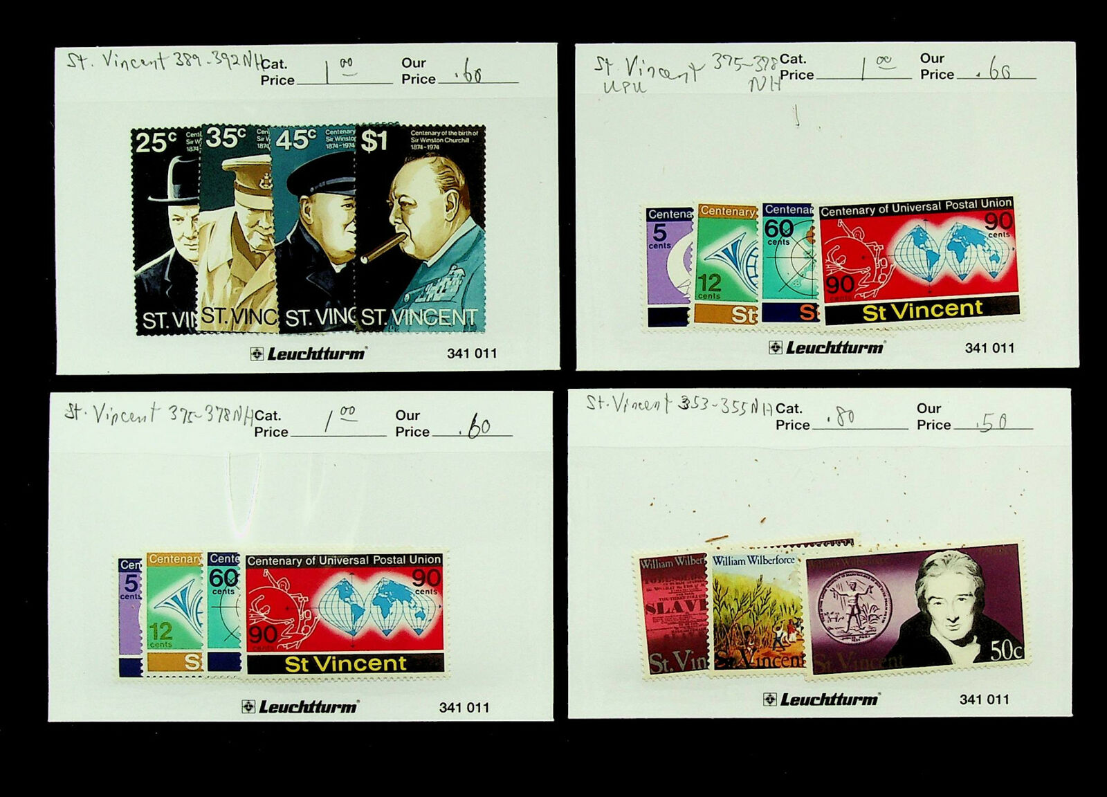 St. Vincent Churchill Upu Centenary 15v Mnh Stamps