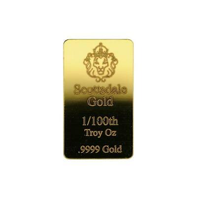 1/100 Oz .9999 Gold Bar By Scottsdale Mint - Fractional Gold Bullion #a504