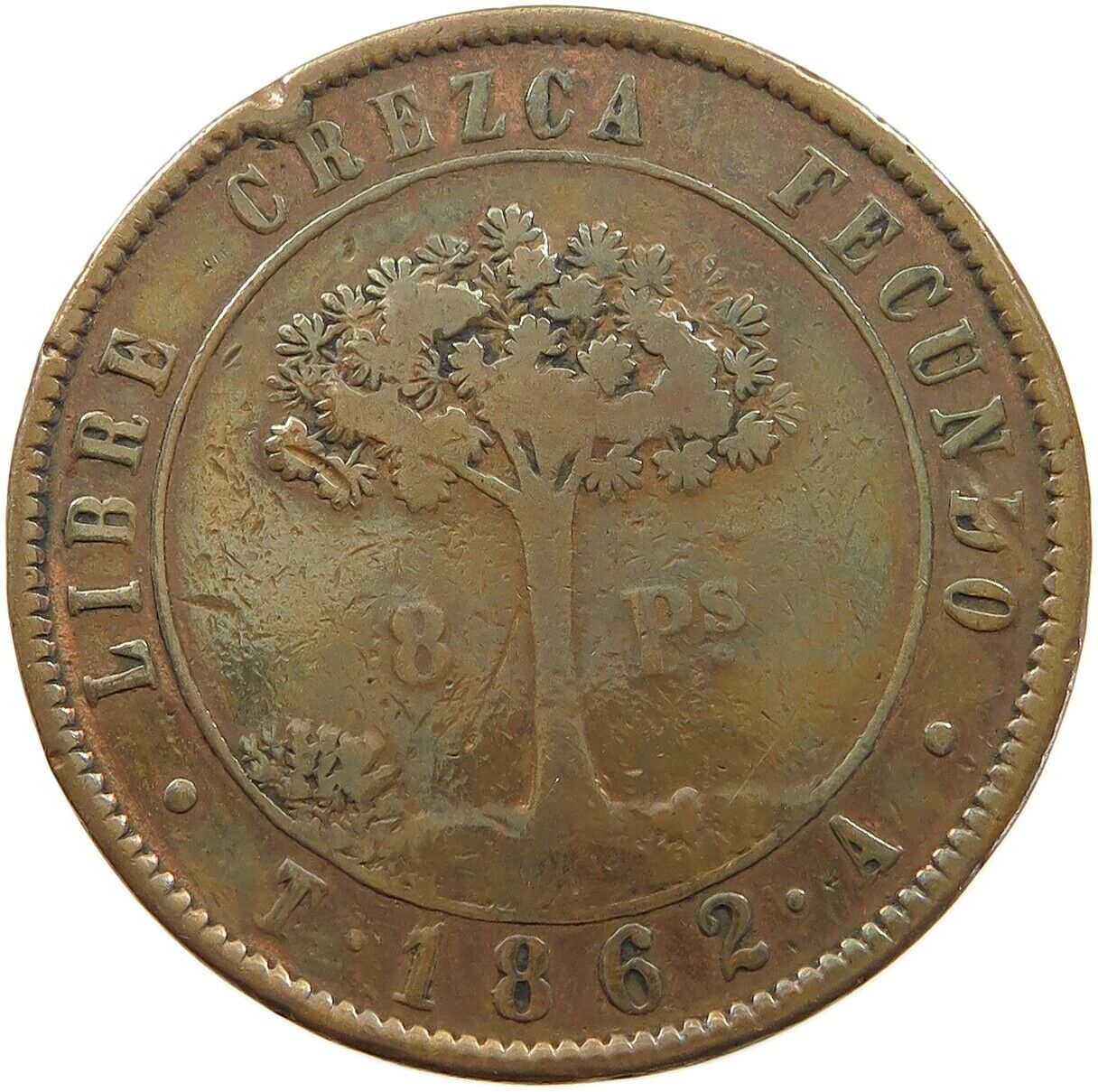 Honduras 8 Pesos 1862 Ta #t135 103