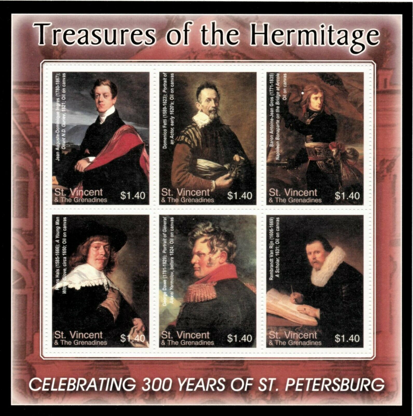 St. Vincent 2004 - Sc# 3414 Hermitage Museum, Painting - Sheet Of 6 Stamps - Mnh