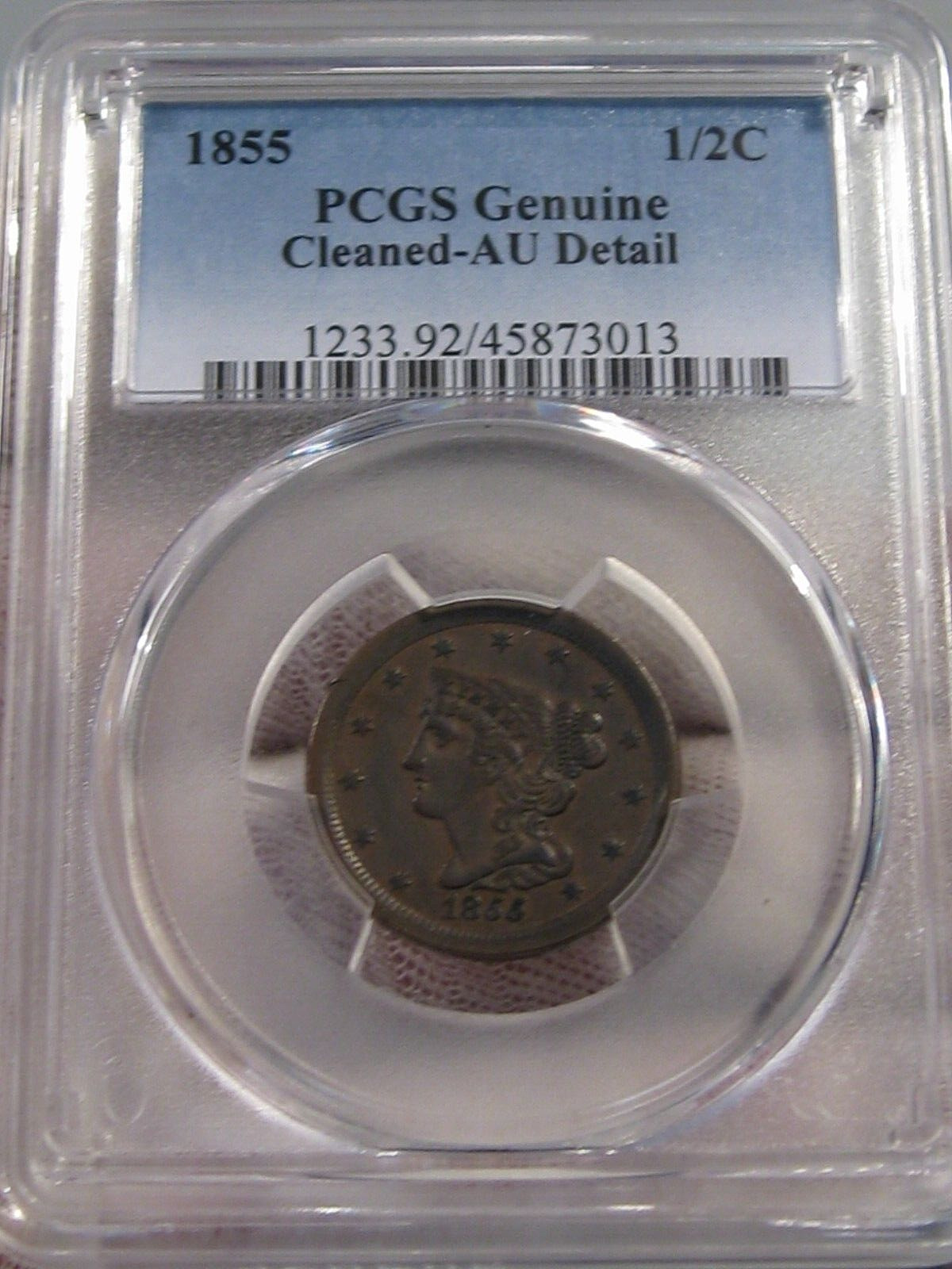 Very Nice 1855 Half Cent Pcgs Au Details Cleaned?  #24