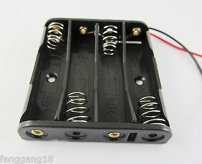 1pcs 4x Aaa 3a 4xaaa Cells Battery Holder Box Case 6v With 6'' Lead Wire Black